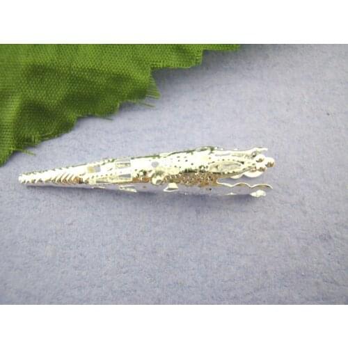 DoreenBeads 15PCs Silver Plated Filigree Nail Spacers Beads Caps9*40mm