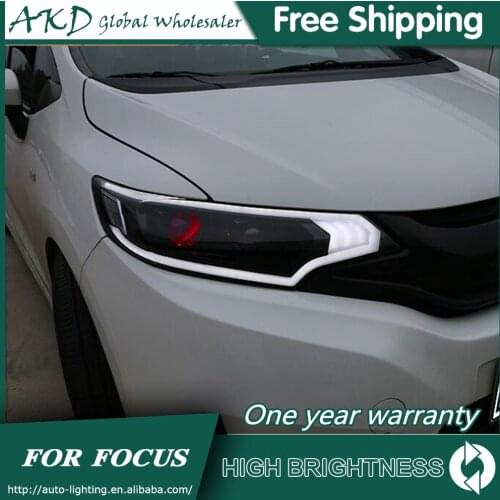 Headlights For Car Honda FIT JAZZ GK5 2014-2019 DRL Daytime Running Lights Head Lamp LED Bi Xenon Bulb Fog Lights Car Accessory