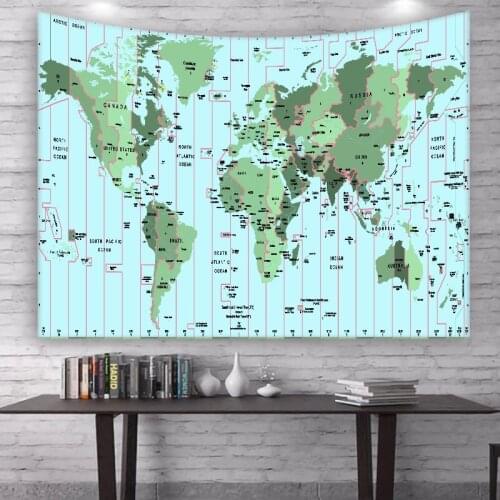 Ancient World Map Tapestry Landscape Hanging Flower Psychedelic Tapestry Wall Hanging Decor Halloween Deco