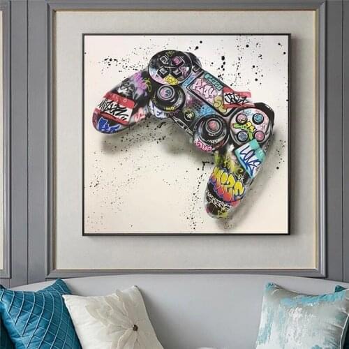 Graffiti Art Gamepad Canvas Art Posters and Print Abstract Game Handle Canvas Paintings on The Wall for Kids Room Decor Picture