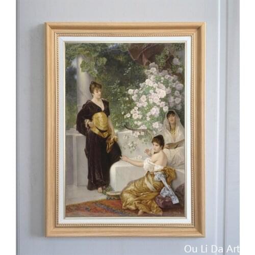 No frame classical palace figures flowers landscape art prints poster canvas printings oil painting printed on canvas picture