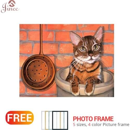 Kitchen Diamond 5D DIY Diamond Painting "Cute Cat" Embroidery Cross-Stitch Rhinestone Mosaic Painting Home Decor Gift