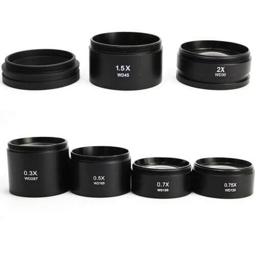0.3X 0.5X 0.7X 0.75X 1X 1.5X 2X Barlow Lens Stereo Microscope Lens Accessories Auxiliary Objective Lens 48mm Thread