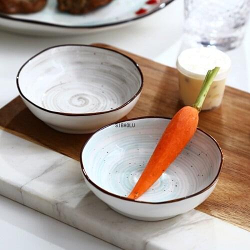 Japanese Sauce Small Dish Ceramic Round Thread Plate Seasoning Soy Bowl Vinegar Dishes Ketchup Plates Decoration Gift Cultery
