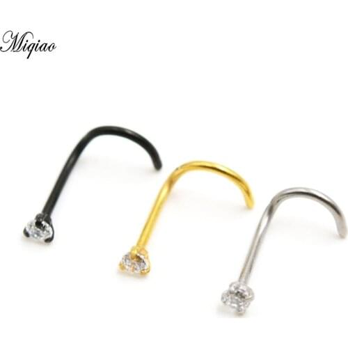 Miqiao 2pcs 5 Word Nose Bend 2mm Round S-shaped Nose Nails for Men and Women