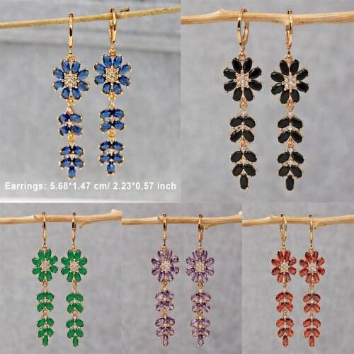 Trendy Gold Copper Dangle Drop Earrings Red Water Drop Zirconia Stone For Women Girls Fashion Jewelry Accessories Wedding Gif