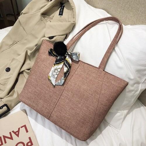 Fashion Silk Scarf Canvas Handbag Casual Large Capacity Shoulder Bag Women Tote Bag Office Worker Bag Shopping Bag Female 2021