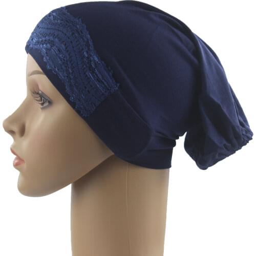 Muslim Women Girls Underscarf Cap Inner Hijab Hats Islamic Headwrap Beauty Lace Hats Soft and Stretch Wholesale