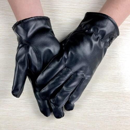 2021 Mens Leather Gloves for Men Winter Warm Sheep Leather Gloves Inside with Fleece Male Wrist Driving Mittens
