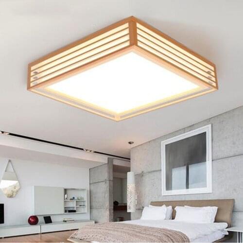Nordic Japanese bedroom lamp solid wood LED ceiling lamp balcony aisle log living room lamp