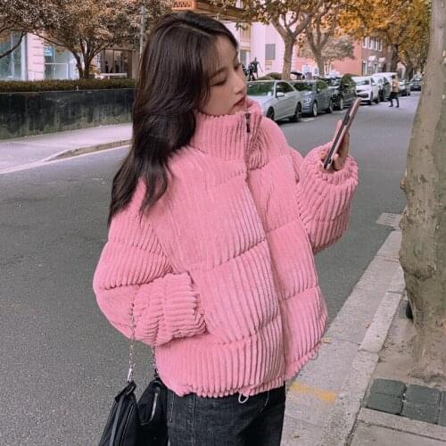 2021 New Winter Warm Corduroy jacket Coat Women Vintage Outwear Female Oversize Solid Overcoat Loose Parkas Cotton Jacket Top