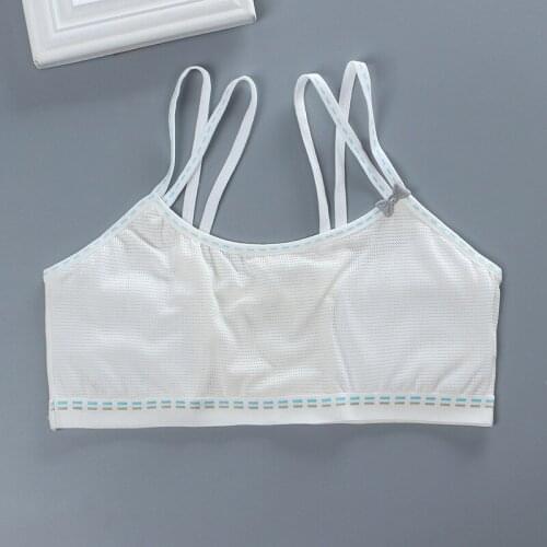 New Cotton Teenager Girl Bra Breathable Girls Training Bra Wire Free Puberty Girl Bra with Pad Teen Lingerie Vest