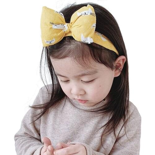 Newborn Toddler Infant Headbands Baby Girls HairBands Elastic Headband Cute Print Kitten Cotton Bandanas Hair Band Accessories