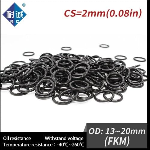 5PC/lot Rubber Ring Black FKM O ring Seals Thickness 2mm OD13/14/15/16/17/18/19/20mm Rubber O-Rings Fuel Washer
