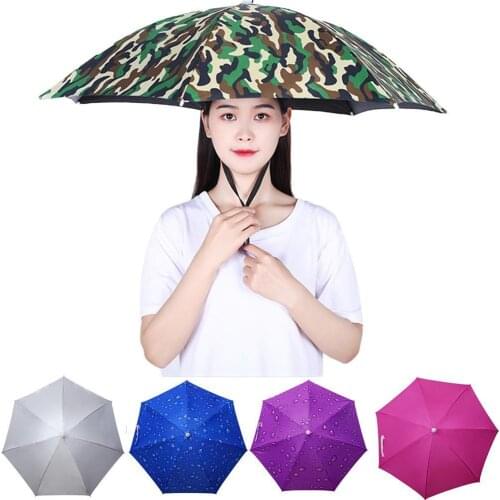 Outdoor Foldable Head Umbrella Hat Anti-Rain Anti-UV Fishing Caps Portable Travel Hiking Beach Fishing Umbrellas Hat Rain Gear