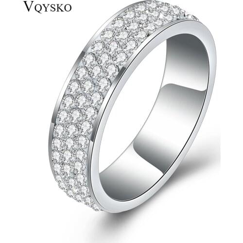 Mix Size 6/7/8/9# Wholesale Fashion Three Row Crystal Rings Jewelry For women