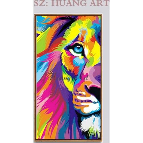Red lion animal modern selling hand-painted oil painting freehand brushwork in traditional Chinese lobby decorated hotel and fam