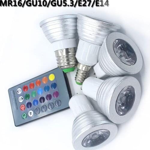 Lowest price 5W LED E27 E14 GU10 RGB LED Bulb 16Color LED Spotlight with IR Remote Controller LED Lamp for Home Party Decoration
