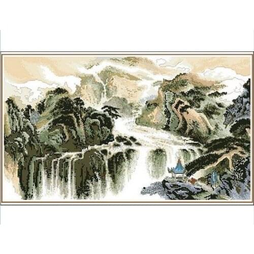 Embroidery Package Hot Sell Best Quality Cross Stitch Kits Cloud Running Waterfall Free Shipping