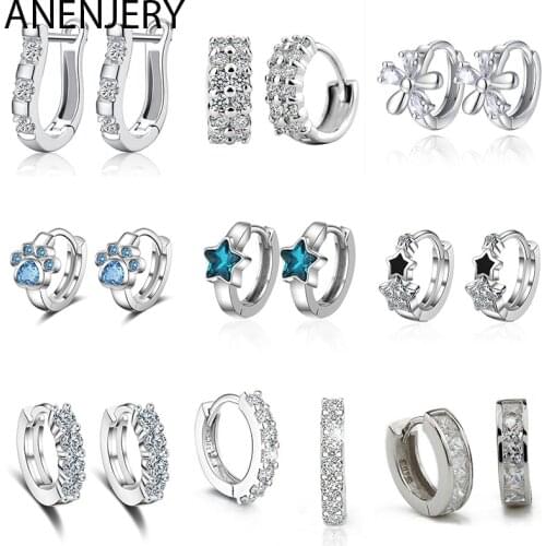 ANENJERY Hot Fashion 925 Sterling Silver Small Hoop Earrings for Men Women Party Jewelry Accessories Wholesale