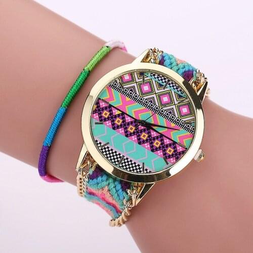 Gnova Platinum African Ethnic Bracelet Women Watch Quartz Wristwatch relogio feminino para femme Geneva Style A273b