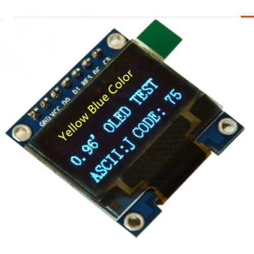 0.96 inch 7P Yellow Blue OLED Display Module SSD1306 Drive IC 128*64 SPI I2C Interface