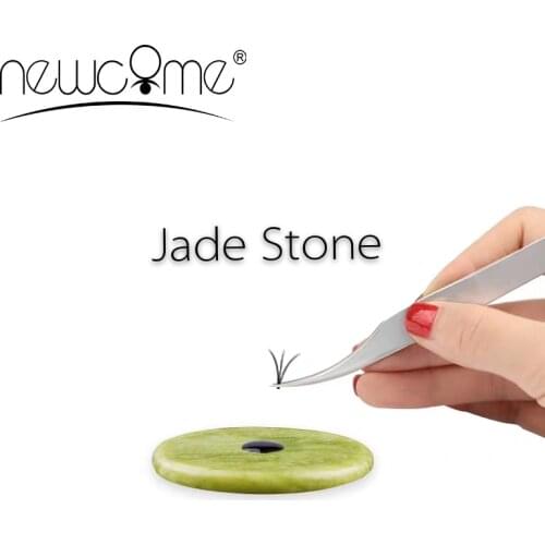 1PCS Round Jade Stone Natural Beautiful Jade Eyelash Extension Glue Adhesive Pallet Pad for Fake Eye Lash Holder Tool