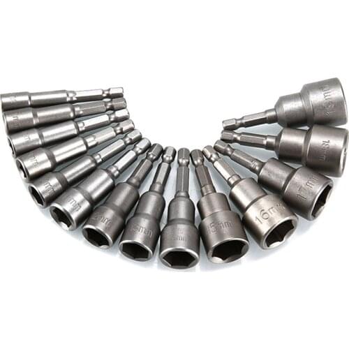 14 Pieces Of 6Mm-19Mm Magnetic Impact Nut Driver Kit For Quick Change Of Metric Socket 6.35Mm Hexagon Shank Bit Adapter