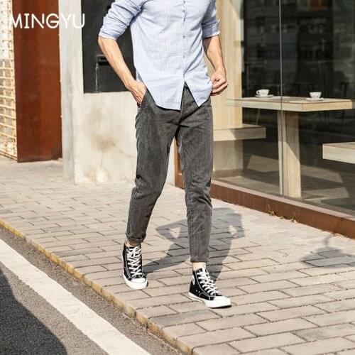 2021 Fashion Streetwear High Quality New Slim Fit Taperd Grey Jeans Men Cotton Wash Denim Trousers Classical Jeans 28-38