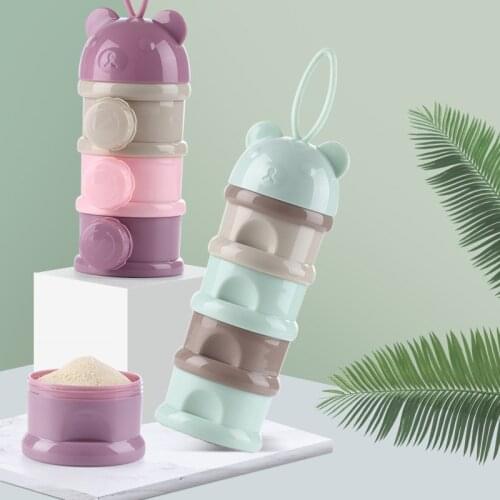 3 Or 4-layers Bear Style Portable Baby Food Storage Box Essential Cereal Cartoon Infant Milk Powder Box Toddle Snacks Container