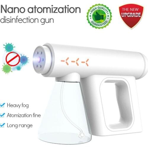 300ML Upgraded Blue Light Nano Atomization Disinfection Gun Handheld Disinfection Gun Sprayer Disinfection Spray Gun White