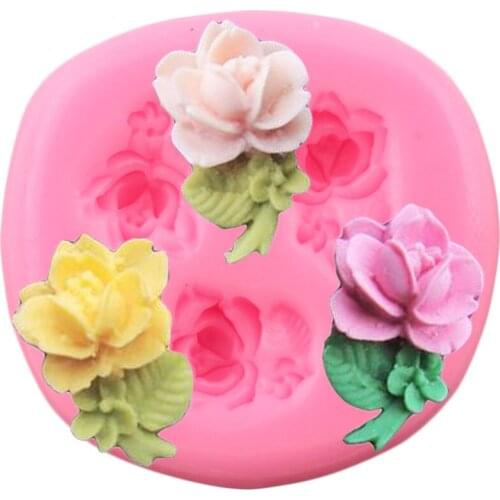3D Rose Flower Leaves Silicone Mold Wedding Cupcake Topper Fondant Molds Cake Decorating Tools Candy Chocolate Gumpaste Moulds