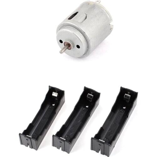 4 Pcs Accessories: 3 Pcs Open Frame 3.7V 18650 Battery Holder Cell Box & 1Pcs 6-12V 3000 RPM Cylindrical DC Shaft Motor