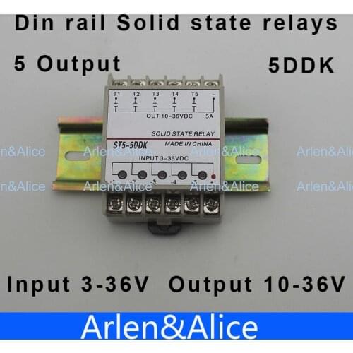 5DDK 5 Channel Din rail SSR quintuplicate five input 3~36VDC output 10~36VDC single phase DC solid state relay