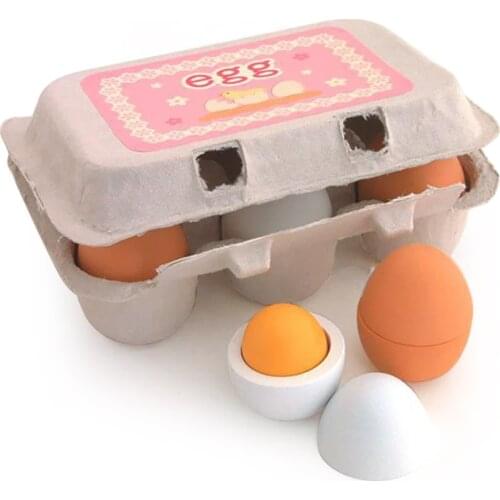 6pcs Children Wooden Simulation Egg Kitchen Pretend Play Set Easter Decor Childrens Home Toy Simulation Egg Toy