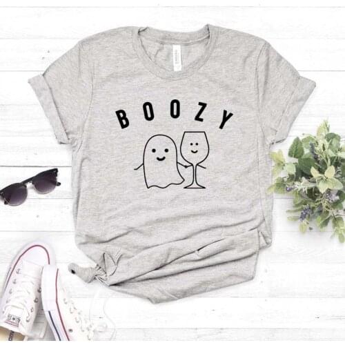 Boozy ghost wine halloween Print Women Tshirt Cotton Casual Funny Shirt For Lady Yong Girl Top Tee 6 Colors Drop Ship NA-357