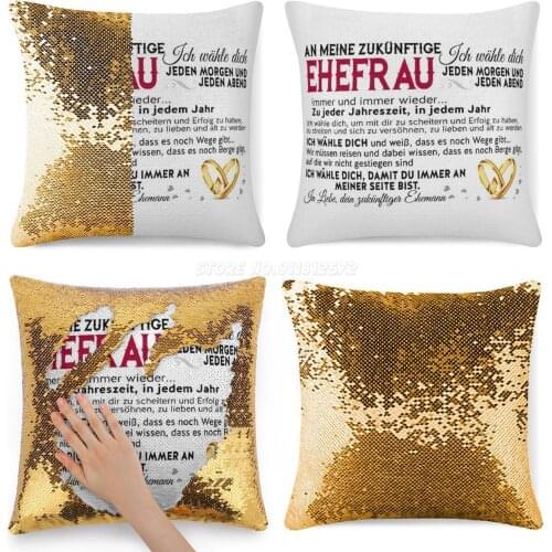 Gift for My Wife Sequin Pillowcase Glitter Pillow Case for Sofa Decorative Party for My Friend for My Girlfriend Friend Boyfrien