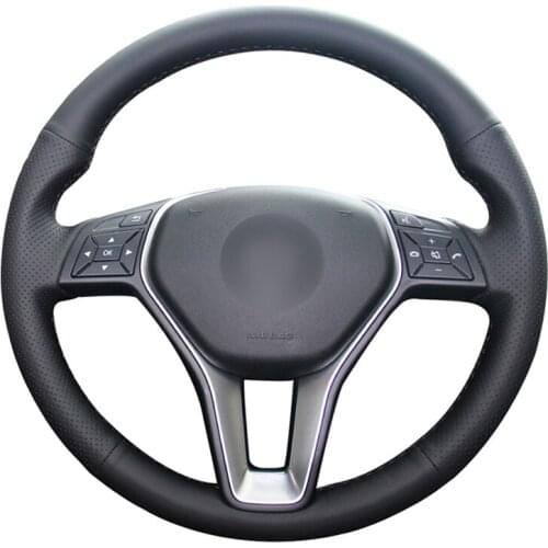 Black Artificial Leather Handsewing No-slip Car Steering Wheel Cover for Mercedes Benz A-Class 2013-2015 B-Class 2011-2014 CLA