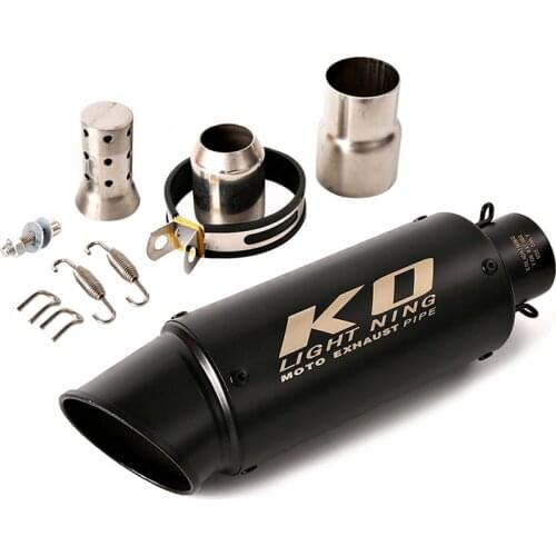 Black Universal 60.5 mm Motorcycle Exhaust Muffler Pipe Stainless Steel Rear Escape with Removable DB Killer Street Bike ATV