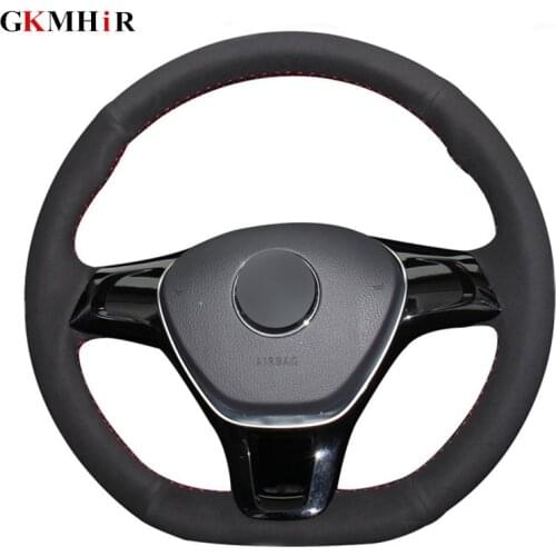 Black Suede Leather Car Steering Wheel Cover for Volkswagen VW Golf 7 Mk7 New Polo Jetta Passat B8 Tiguan Sharan Touran Up Parts