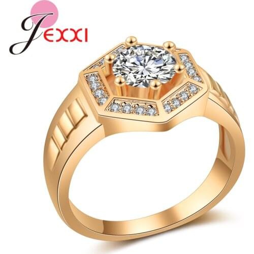 Design Fashion Hexagon Round Sythetic Crystal Women Appointment Engagement Fingers Jewelry Best Mother Grandma Gift