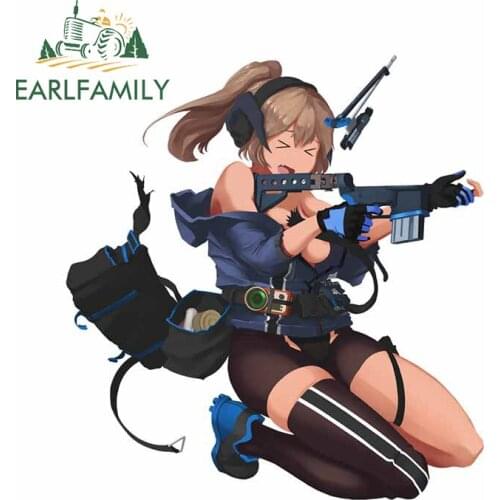EARLFAMILY 13cm x 12.2cm For Militarized Girls Cute Funny Car Stickers Scratch-Proof Refrigerator Trunk Decal JDM Car Styling