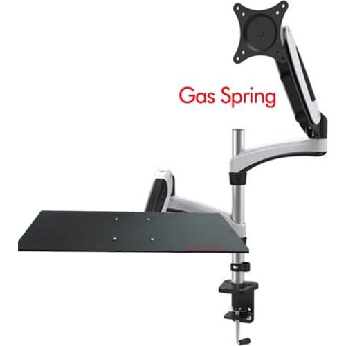 DL-GM124U-K Ergonomic aluminum gas spring full motion sit-stand station 13"-27" monitor desk stand bracket keyboard mount rack