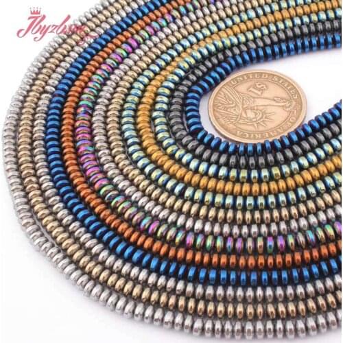 2x4mm Smooth Rondelle Beads No Magnetic Hematite Natural Stone Beads for DIY Accessories Necklace Bracelet Jewelry Making 15"