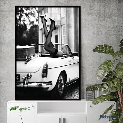 Fashion Sexy Perfume Women Canvas Painting for Home Decor Vintage Posters and Prints Nordic Black and White Wall Art Pictures