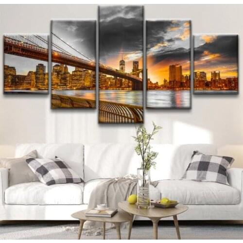 Diy 5 Piece bridge night Landscape Diamond Painting Full Square Round Drill Rhinoceros Embroidery Cross Stitch World Famous