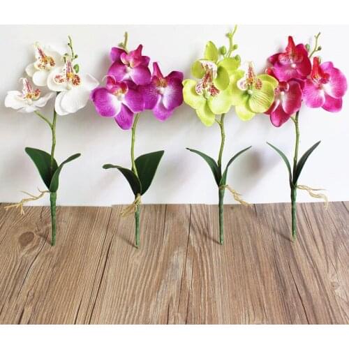 New Fashion 29cm Orchid Artificial Flowers Bouquet Butterfly Orchid Silk DIY Fake Flowers Party Wedding Home Decoration