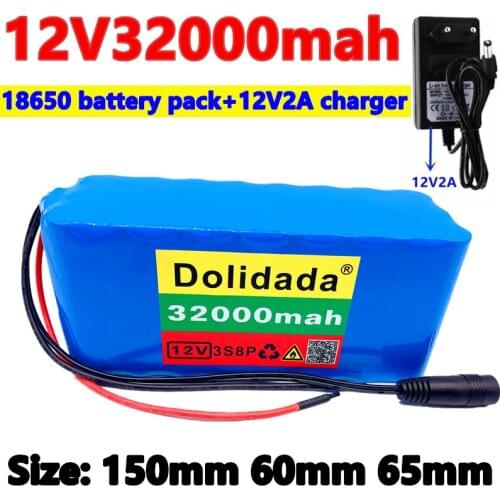 New 18650 battery 12V 32000mah battery pack 18650 lithium battery protection plate 12V 32000mah inverter miner + 12.6V charger