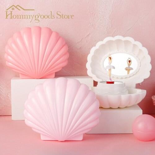 New Colorful Flash Shell Music Box Girl Heart Children Girls Jewelry Storage Boxes Creative Rotating Dancing Gift For Grils Gift