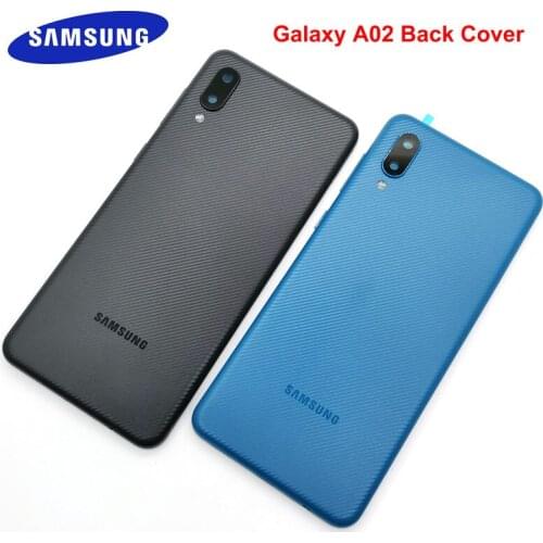 Original Samsung Galaxy A02 Back Battery Cover Door Rear Housing Replace Case A 02 a02 Phone Shell With Side Button&Camera Lens